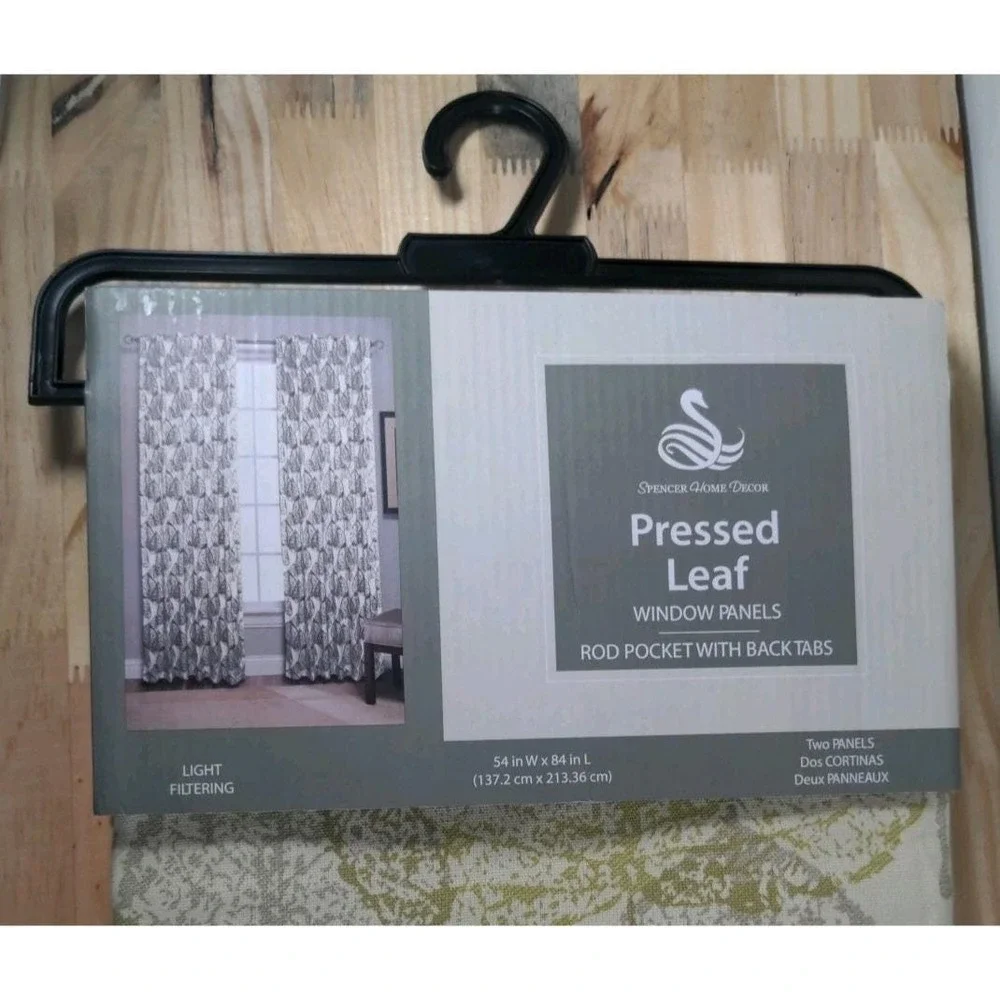 Spencer Home Decor Curtain Panels 54x84 Cotton Leaf Pattern Set